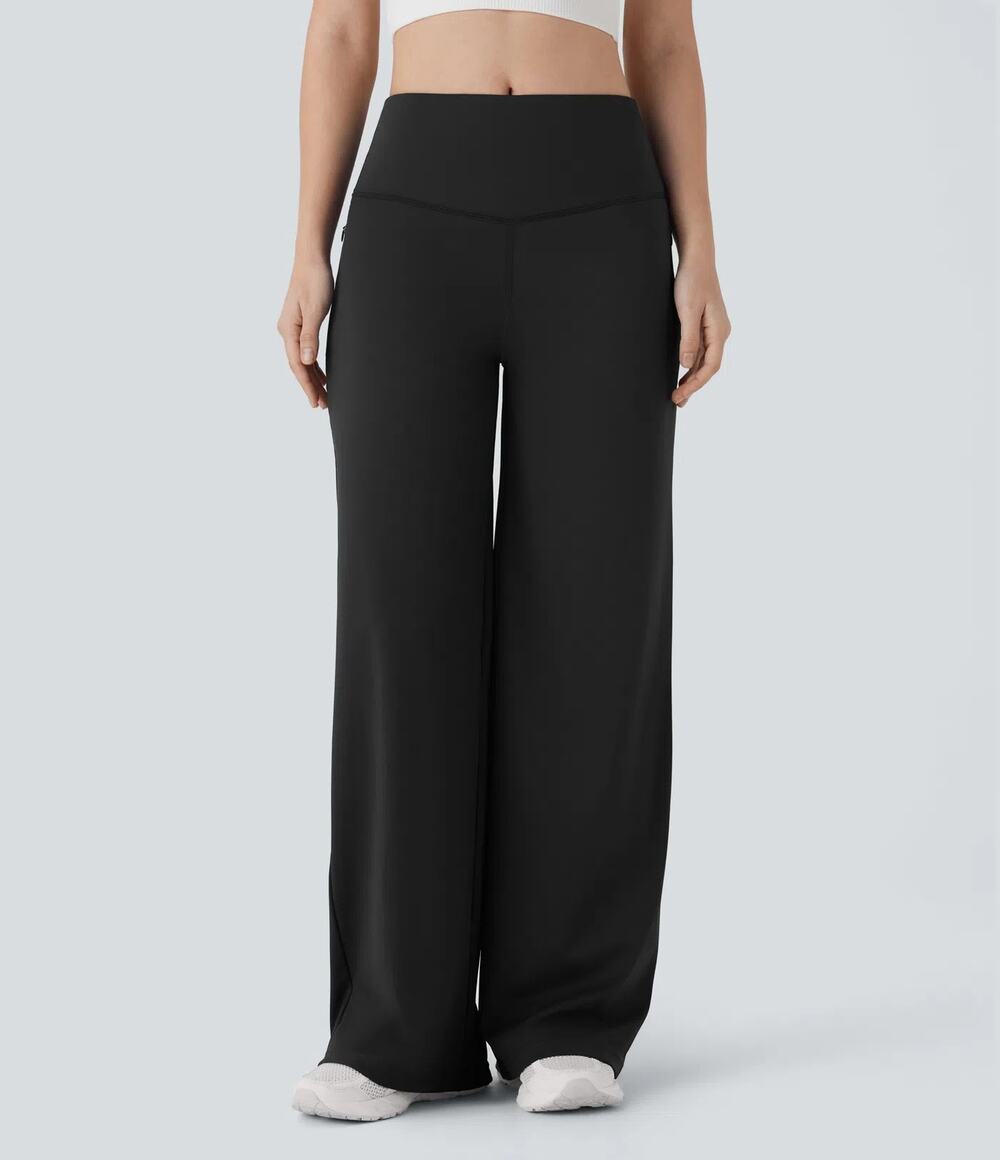 NWT Halara Yoga Pants Mid Rise Straight Athleisure Workout Black Womens Size M